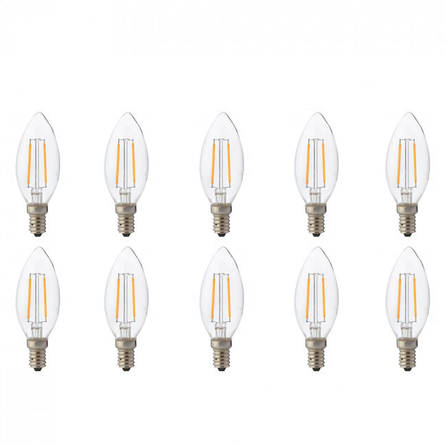 BES LED LED Lamp 10 Pack - Kaarslamp - Filament - E14 Fitting - 2W - Warm Wit 2700K