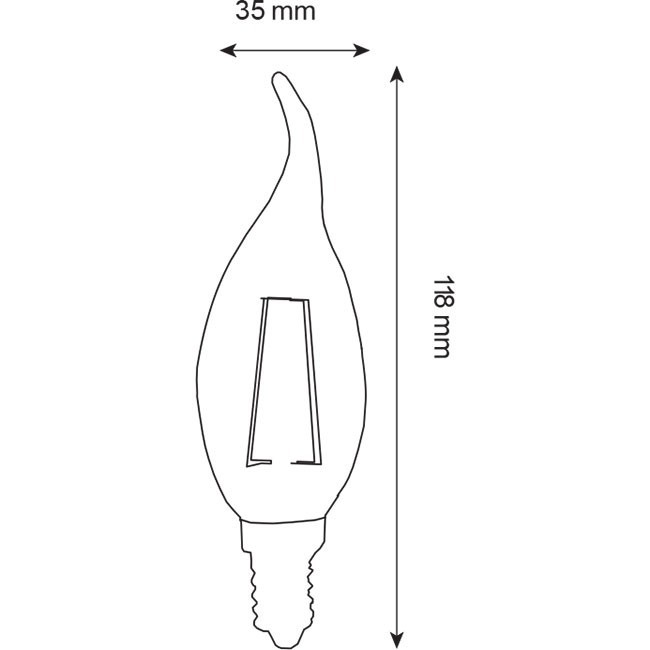 LED Lamp 10 Pack - Kaarslamp - Filament Flame - E14 Fitting - 4W - Warm Wit 2700K