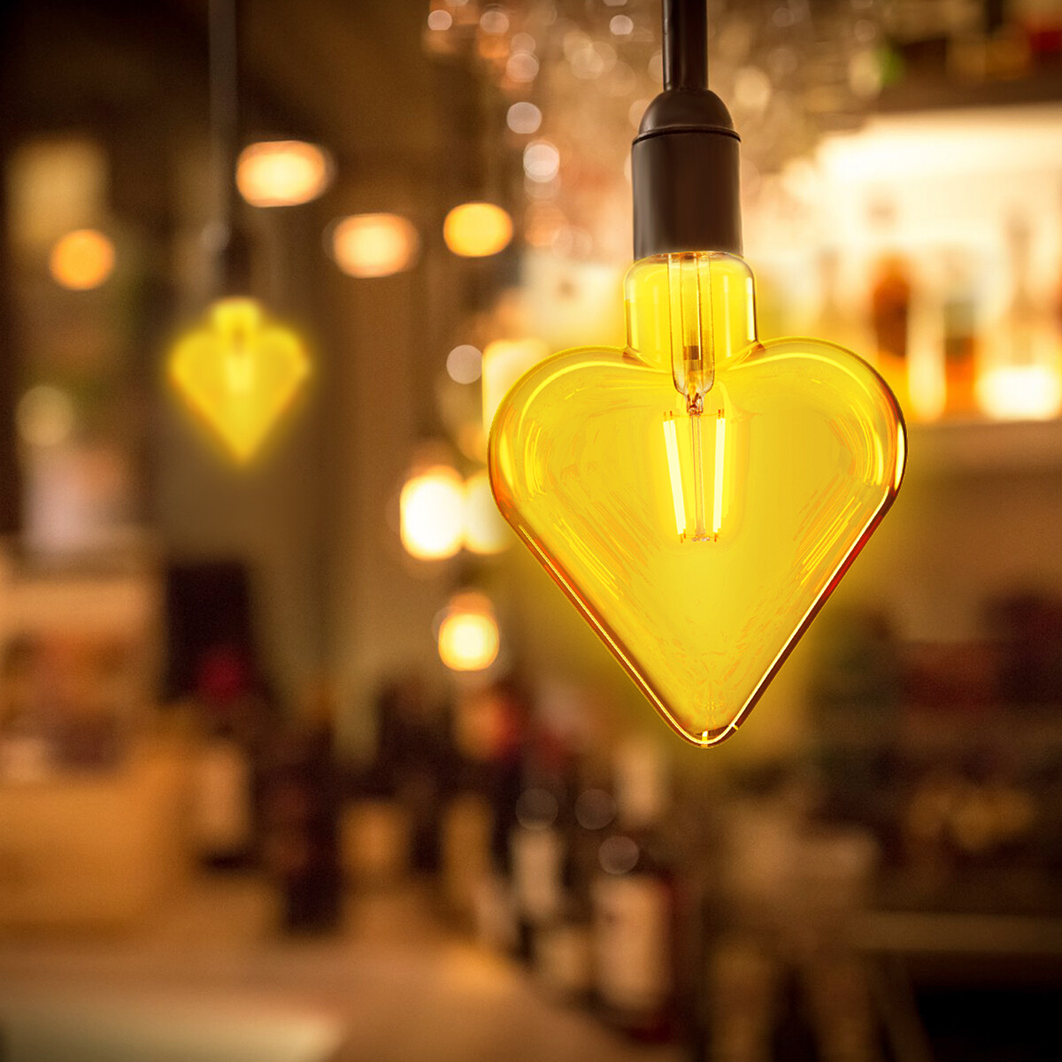 LED Lamp - Aigi Glow Heart - E27 Fitting - 4W - Warm Wit 1800K - Amber