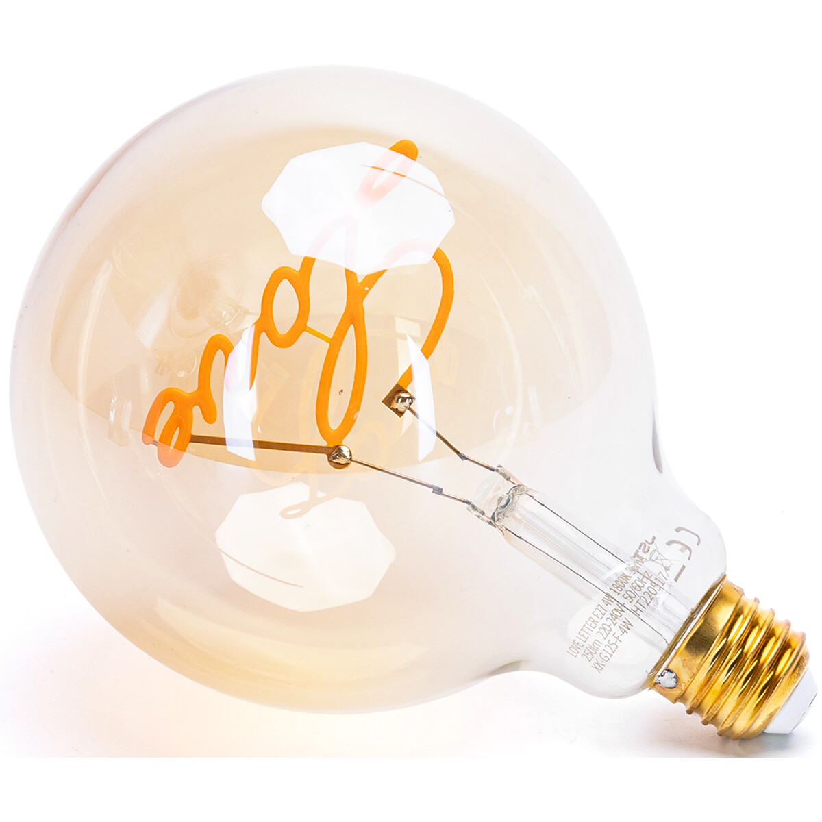 LED Lamp - Aigi Glow Love - E27 Fitting - 4W - Warm Wit 1800K - Amber