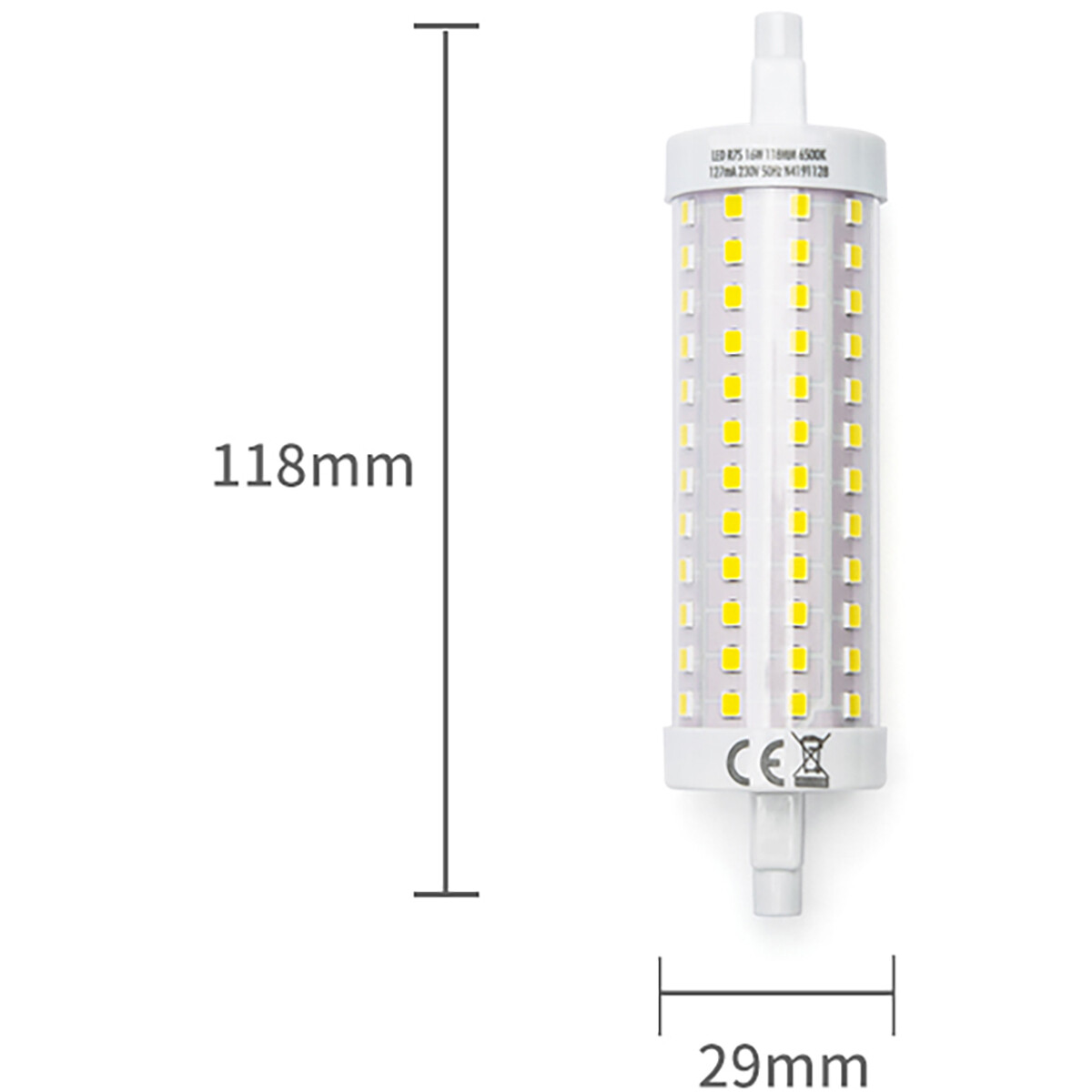 LED Lamp - Aigi Trunka - R7S Fitting - 16W - Helder/Koud Wit 6500K - Glas