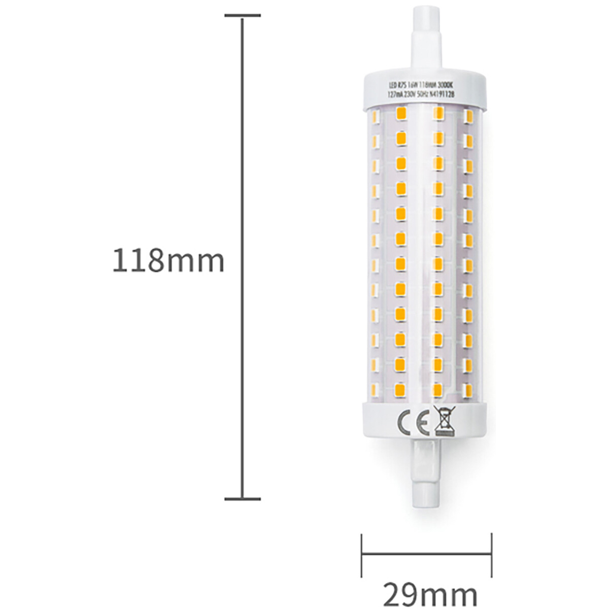 LED Lamp - Aigi Trunka - R7S Fitting - 16W - Warm Wit 3000K - Glas