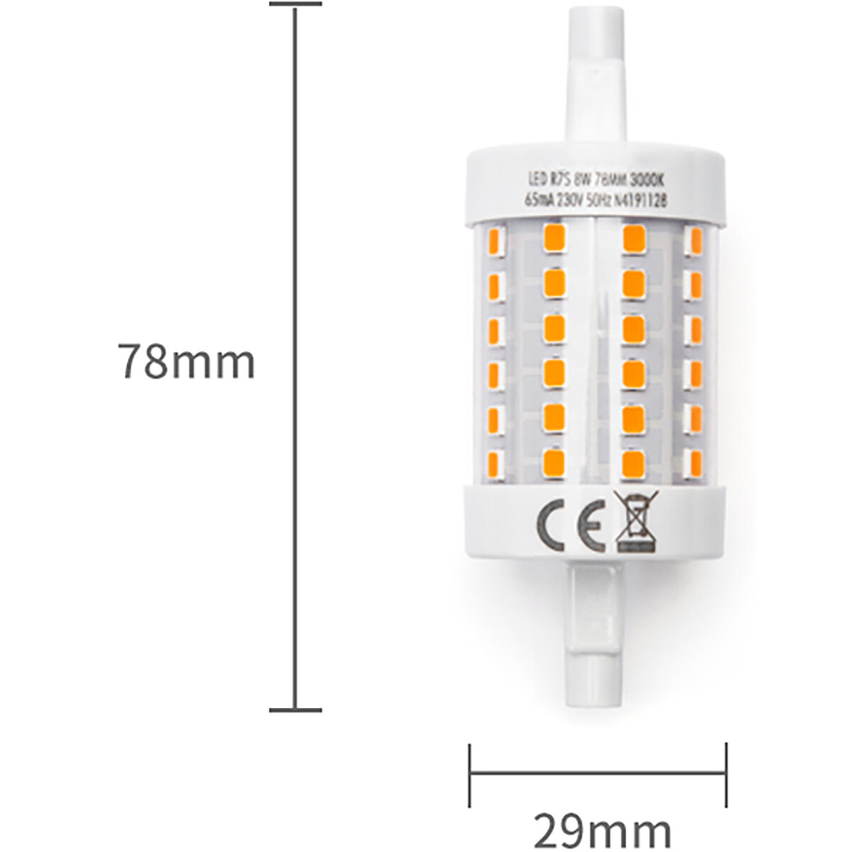 LED Lamp - Aigi Trunka - R7S Fitting - 8W - Warm Wit 3000K - Glas