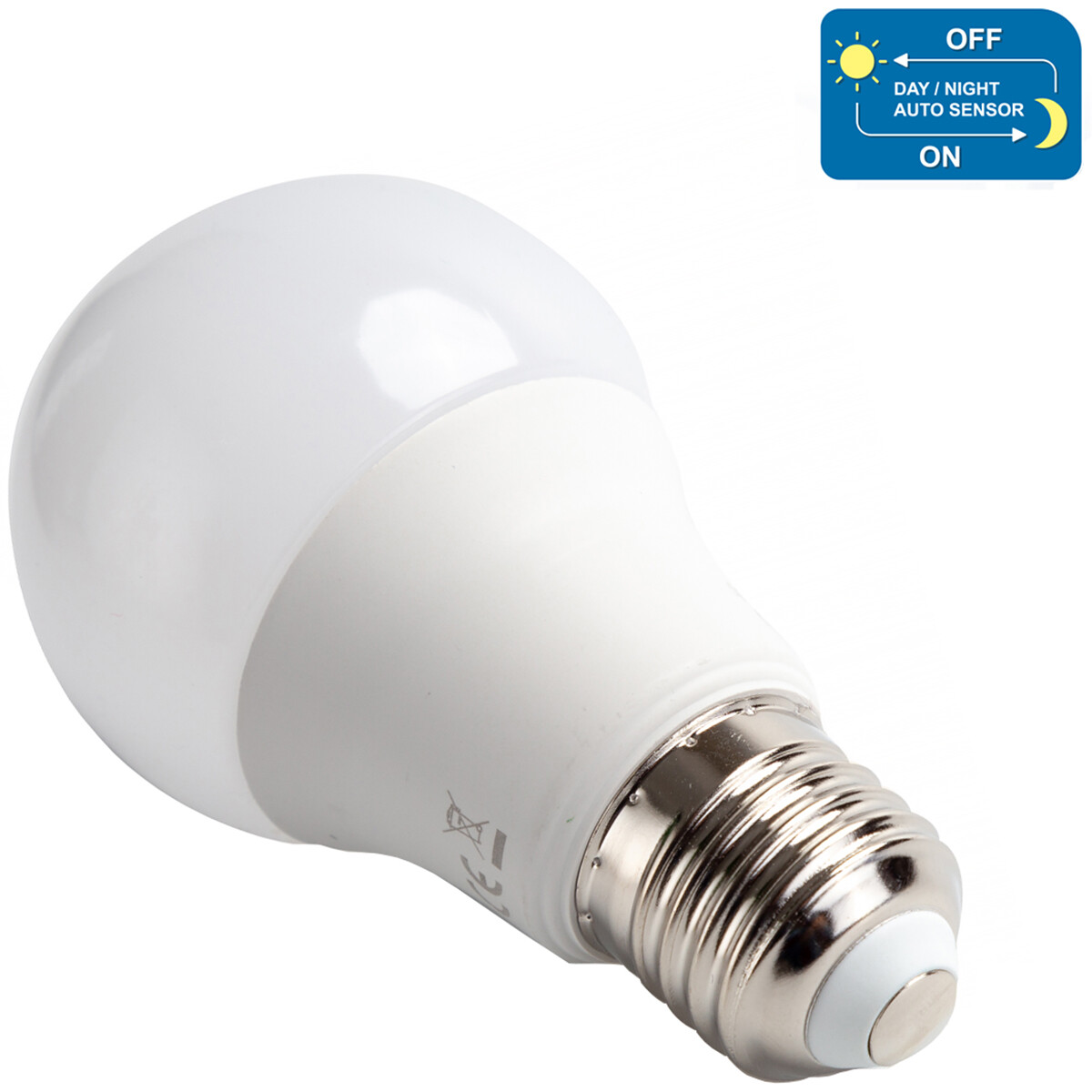 LED Lamp - Dag en Nacht Sensor - Aigi Lido - A60 - E27 Fitting - 8W - Helder/Koud Wit 6500K - Wit