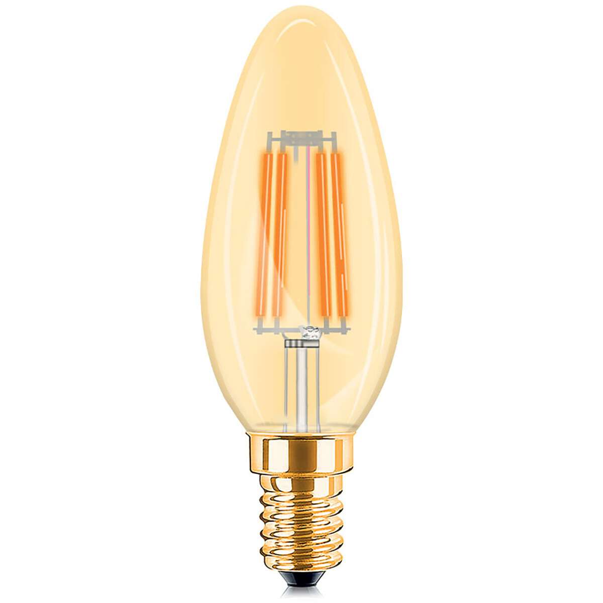 LED Lamp E14 Kaars Filament - Brinton - Amber 4W 360lm - 822 Zeer Warm Wit 2200K - C35 - Dimbaar | Vervangt 32W