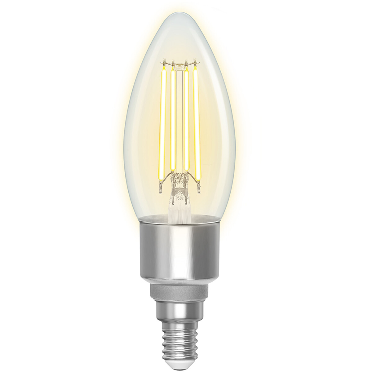 LED Lamp - Filament - Smart LED - Aigi Delano - Bulb C35 - 4.5W - E14 Fitting - Slimme LED - Wifi LED + Bluetooth - Aanpasbare Kleur - Transparant Helder - Glas product afbeelding