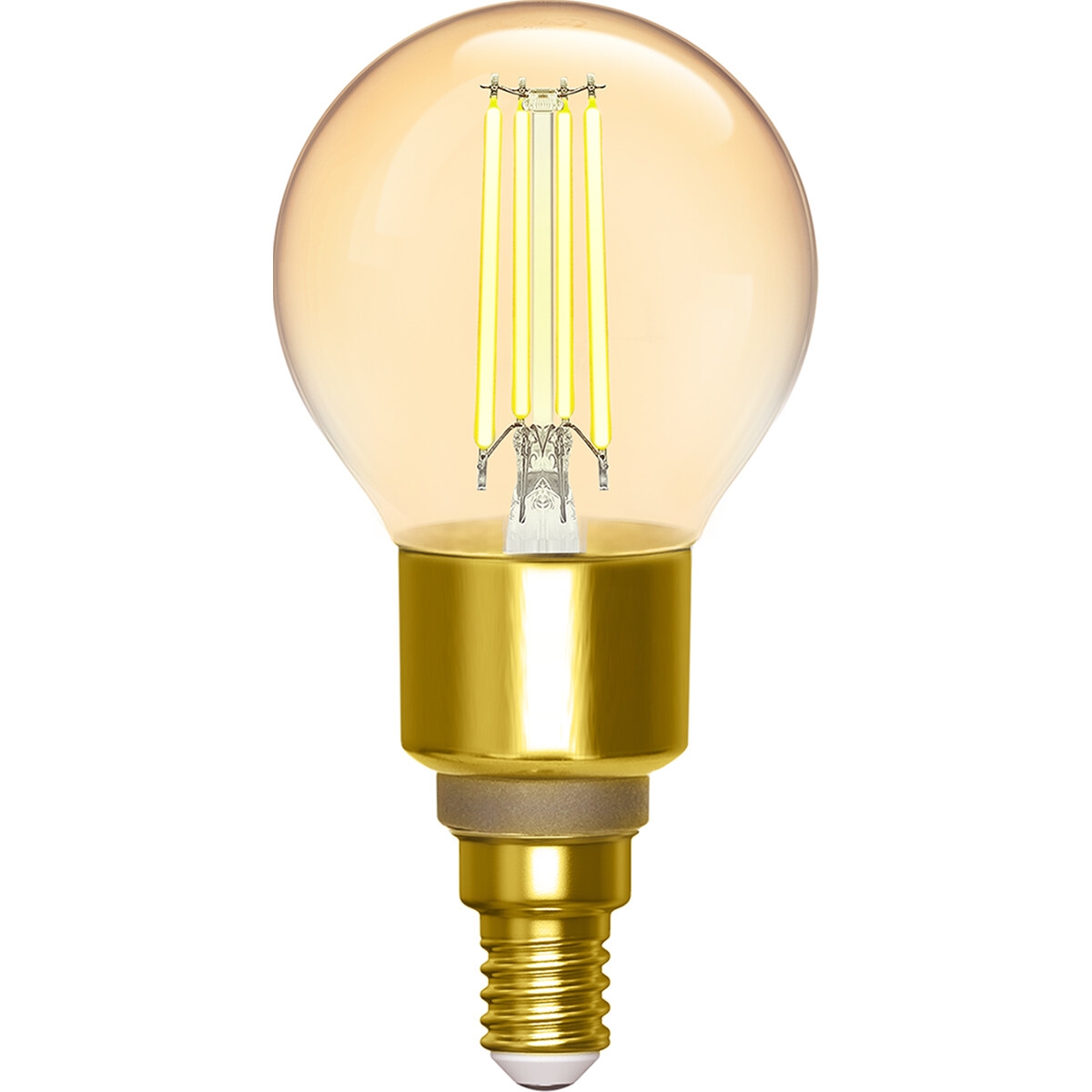 LED Lamp - Filament - Smart LED - Aigi Delano - Bulb G45 - 4.5W - E14 Fitting - Slimme LED - Wifi LED + Bluetooth - Aanpasbare Kleur - Amber - Glas product afbeelding