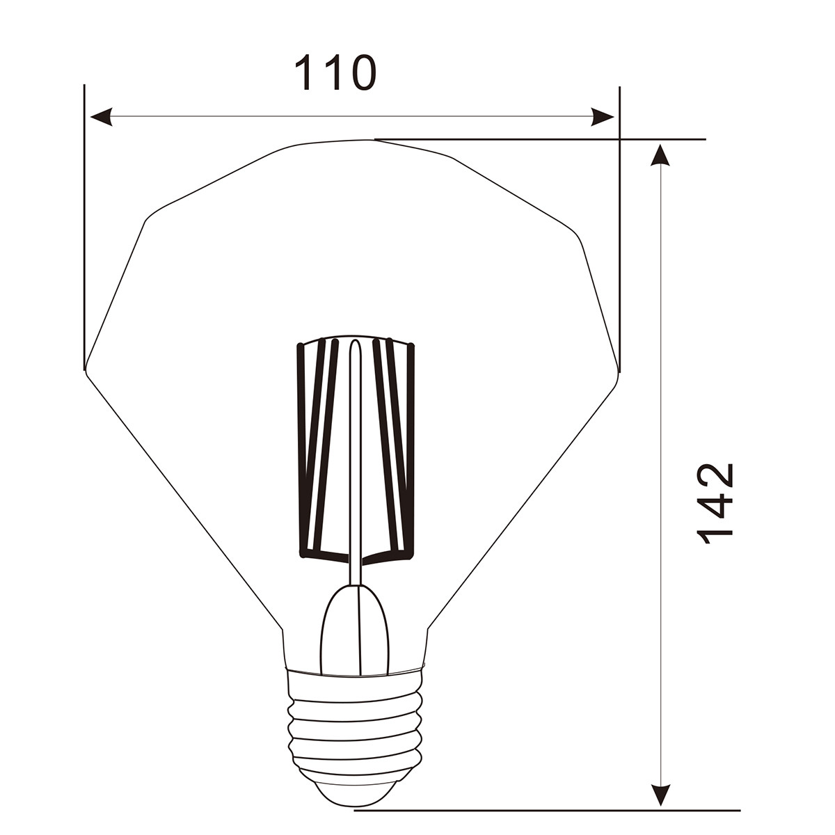 LED Lamp - Filament - Trion Dimano - E27 Fitting - 4W - Warm Wit 2700K - Amber - Aluminium