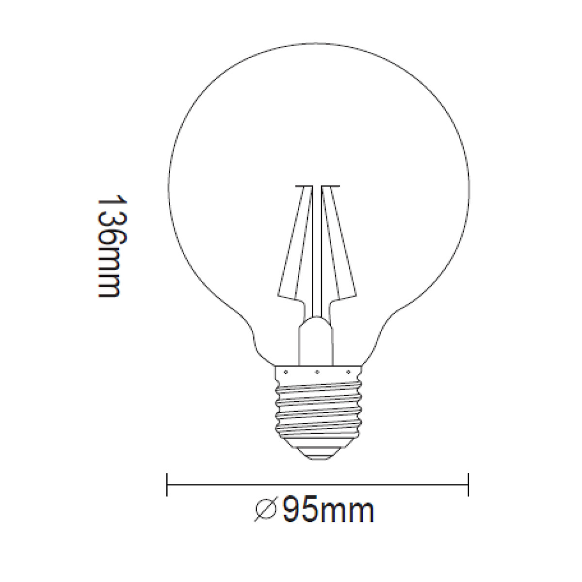 LED Lamp - Filament - Trion Globin - E27 Fitting - 6W - Warm Wit 2700K - Amber - Aluminium