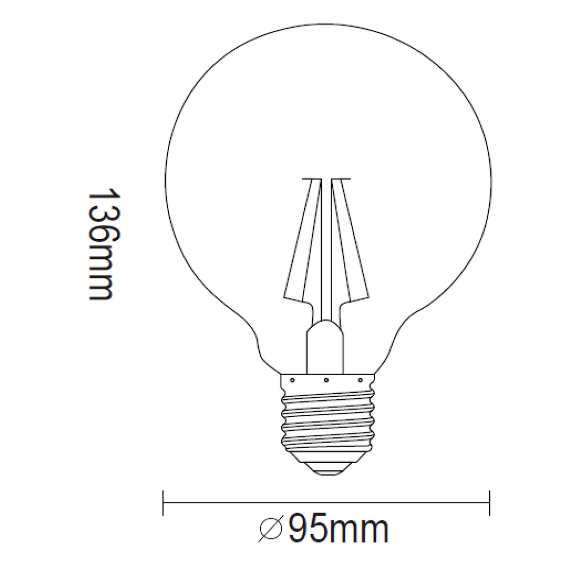 LED Lamp - Filament - Trion Globin - E27 Fitting - 6W - Warm Wit 3000K - Transparent Helder - Aluminium