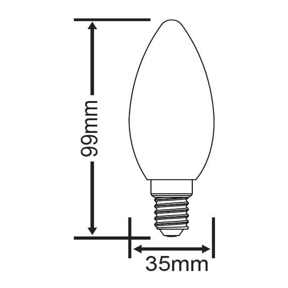 LED Lamp - Kaarslamp - Filament - Trion Kurza - 4W - E14 Fitting - Warm Wit 2700K - Dimbaar - Transparent Helder - Glas