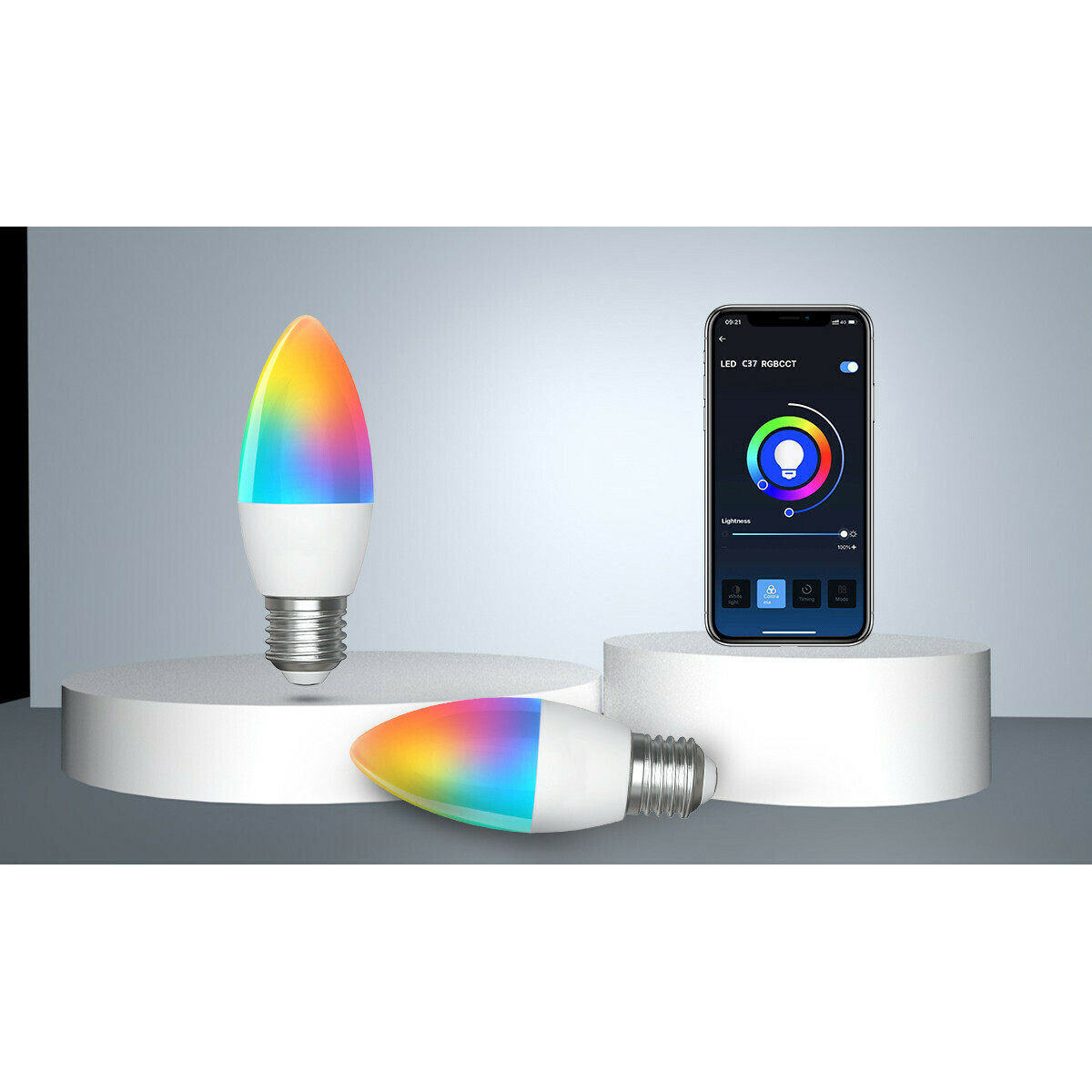 LED Lamp - Smart LED - Aigi Exona - Bulb C37 - 5W - E27 Fitting - Slimme LED - Wifi LED - RGB + Aanpasbare Kleur - Mat Wit - Glas