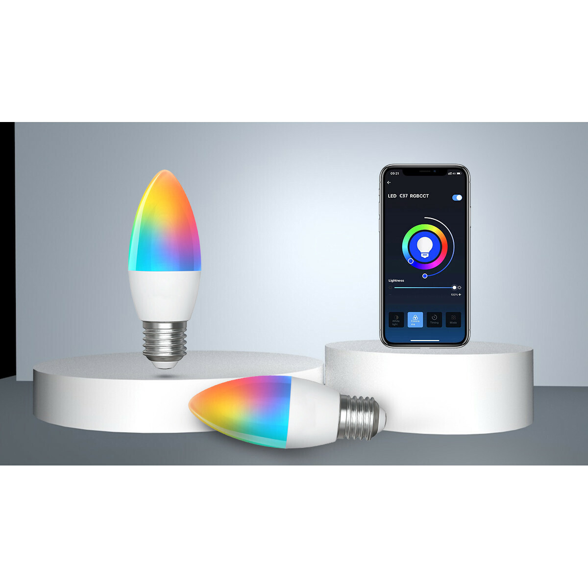 LED Lamp - Smart LED - Aigi Exona - Bulb C37 - 7W - E27 Fitting - Slimme LED - Wifi LED - RGB + Aanpasbare Kleur - Mat Wit - Glas