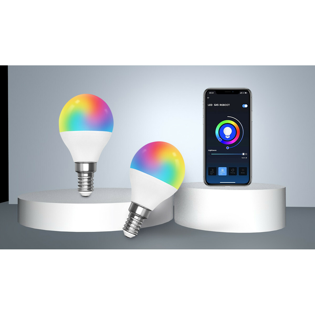 LED Lamp - Smart LED - Aigi Kiyona - Bulb G45 - 5W - E14 Fitting - Slimme LED - Wifi LED - RGB + Aanpasbare Kleur - Mat Wit - Glas