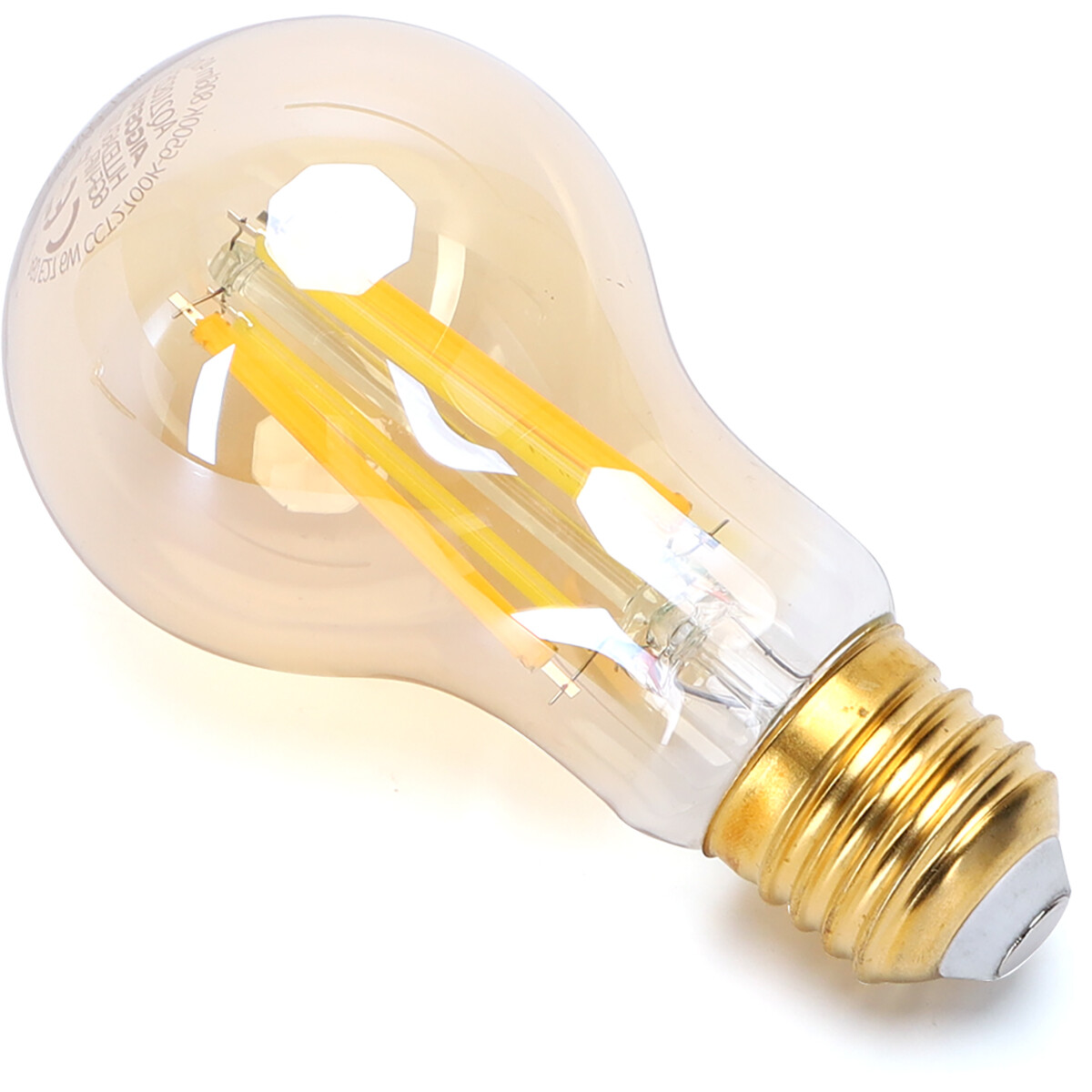 LED Lamp - Smart LED - Aigi Rixona - Bulb A60 - 6W - E27 Fitting - Slimme LED - Wifi LED + Bluetooth - Aanpasbare Kleur - Amber - Glas