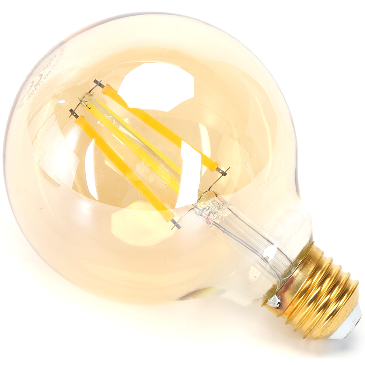 LED Lamp - Smart LED - Aigi Rixona - Bulb G95 - 6W - E27 Fitting - Slimme LED - Wifi LED + Bluetooth - Aanpasbare Kleur - Amber - Glas