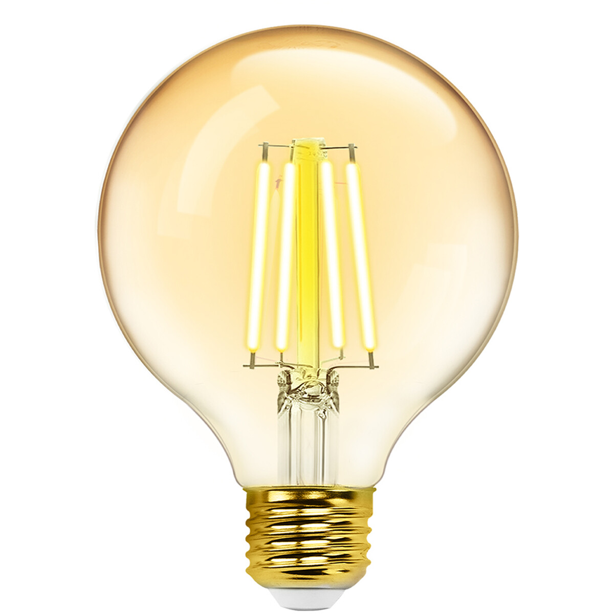 LED Lamp - Smart LED - Aigi Rixona - Bulb G95 - 6W - E27 Fitting - Slimme LED - Wifi LED + Bluetooth - Aanpasbare Kleur - Amber - Glas