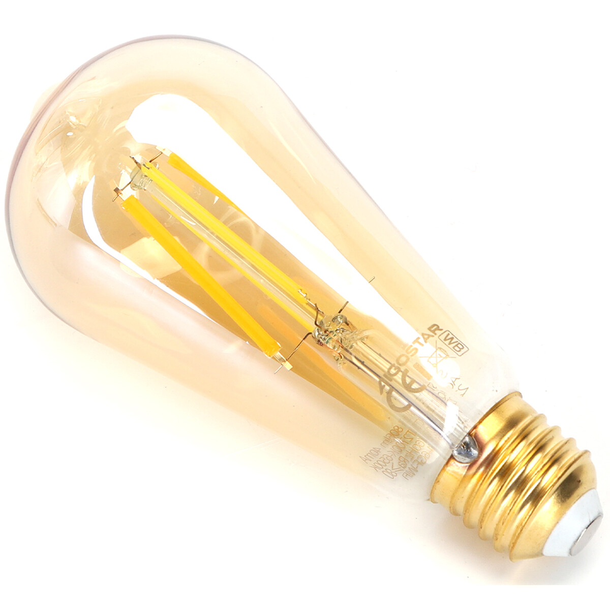 LED Lamp - Smart LED - Aigi Rixona - Bulb ST64 - 6W - E27 Fitting - Slimme LED - Wifi LED + Bluetooth - Aanpasbare Kleur - Amber - Glas