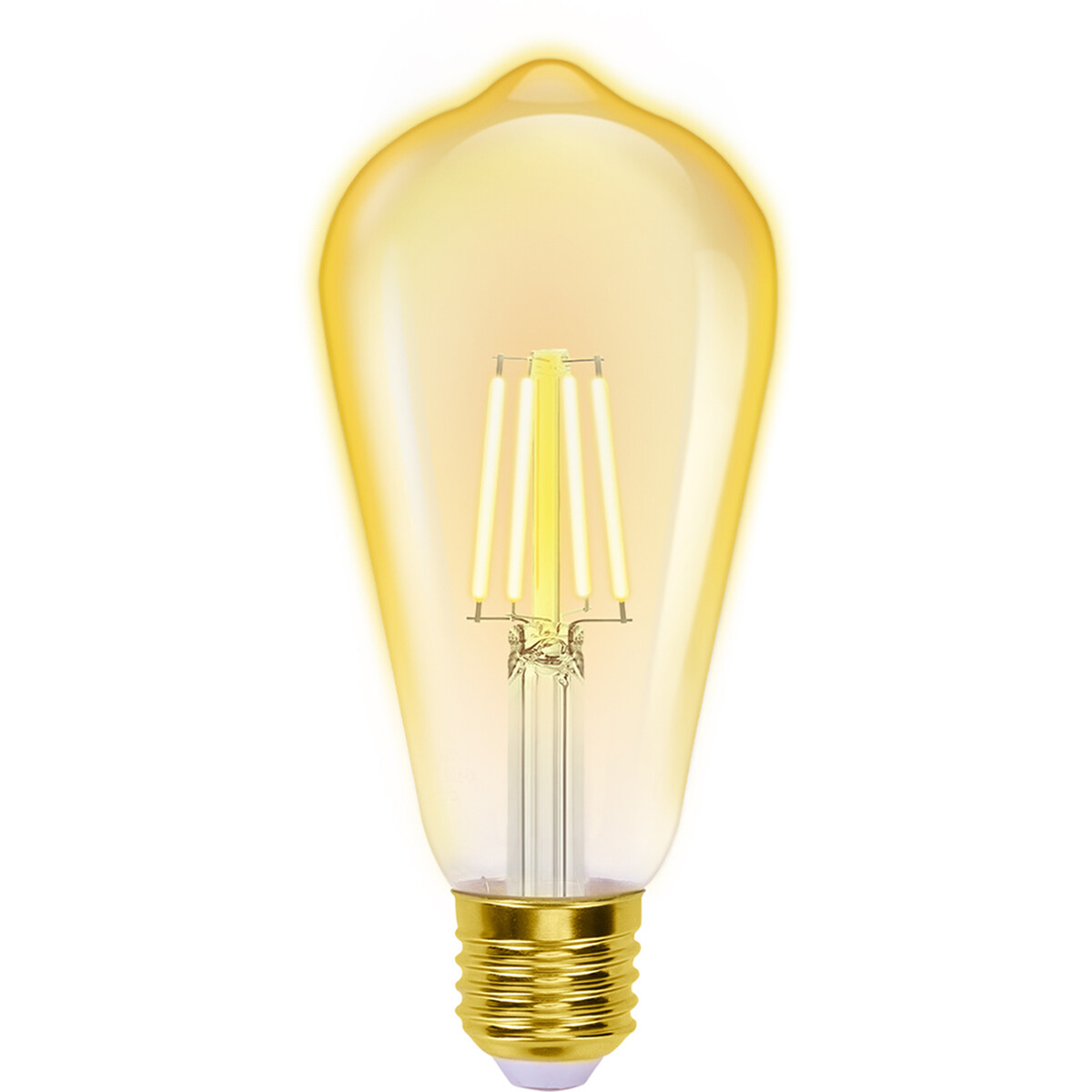 LED Lamp - Smart LED - Aigi Rixona - Bulb ST64 - 6W - E27 Fitting - Slimme LED - Wifi LED + Bluetooth - Aanpasbare Kleur - Amber - Glas