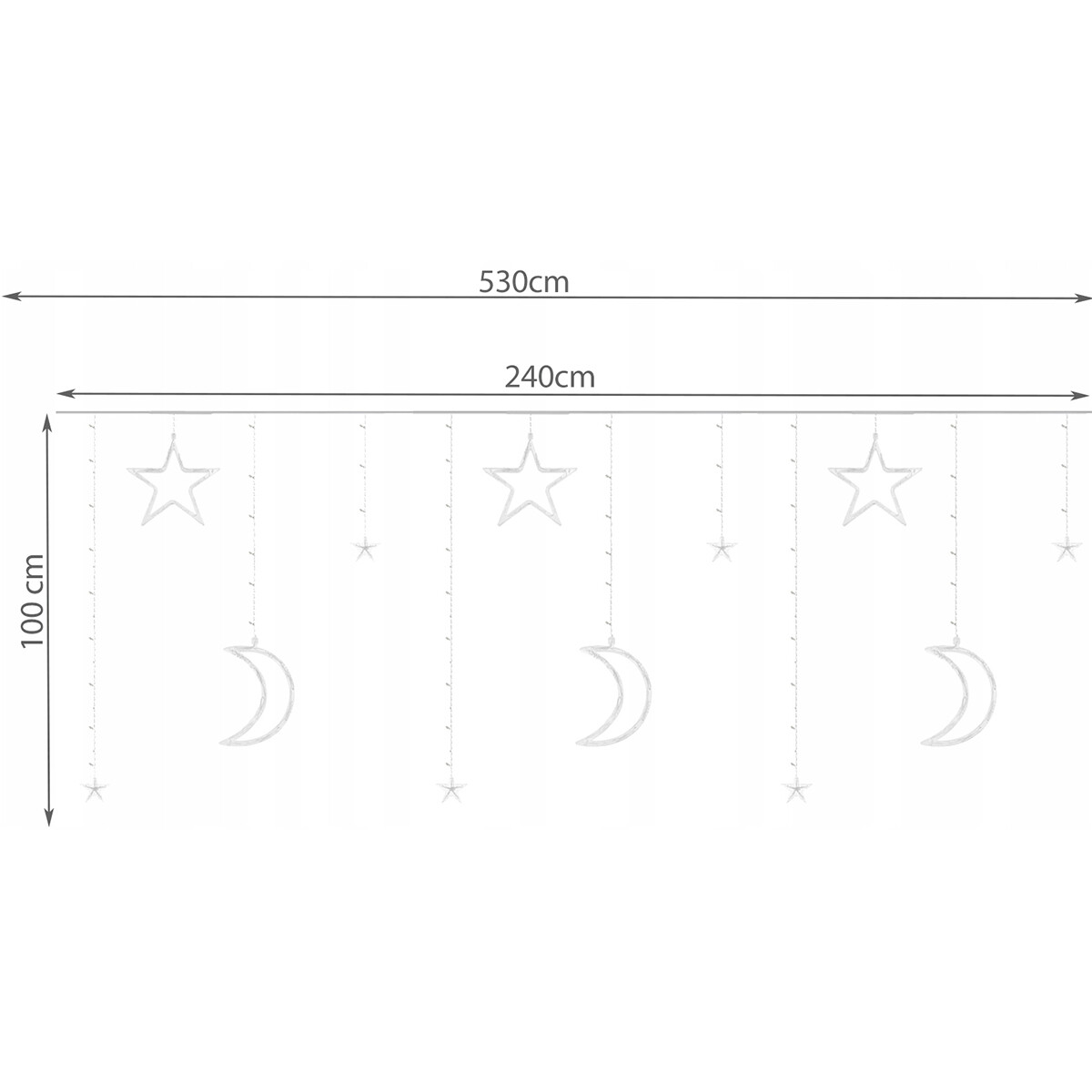 LED Lichtgordijn - Kerstverlichting - Maxozo Mony - Ster/Maan - Warm Wit - 138 LEDs - 2.5 Meter - USB - Afstandsbediening - Timer