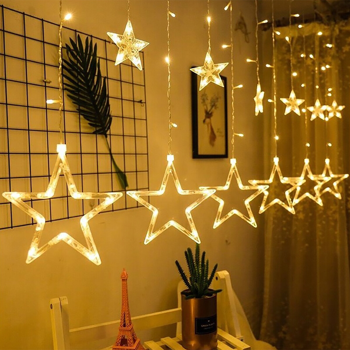 LED Lichtgordijn - Kerstverlichting - Maxozo Star - Ster - Warm Wit - 150 LEDs - 2.5 Meter - USB - Afstandsbediening - Timer