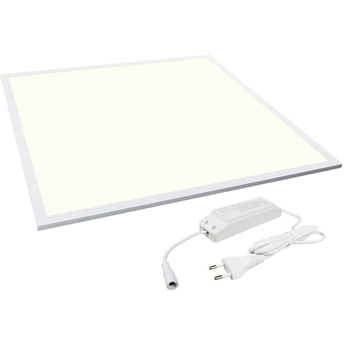 LED Paneel met Stekker - Aigi Leny - 60x60 - Natuurlijk Wit 4000K - 32W - 3840lm - 120lm/W - High Lumen - Inbouw - Vierkant - Mat Wit - Flikkervrij