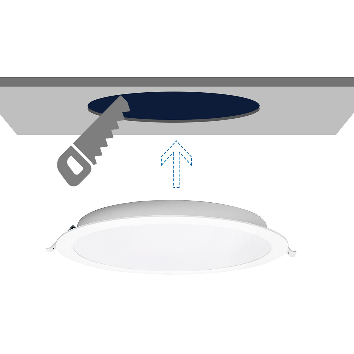 LED Paneel - Downlight - Aigi - Helder/Koud Wit 6500K - 24W - Ø30 - Inbouw - Rond - Wit - Flikkervrij