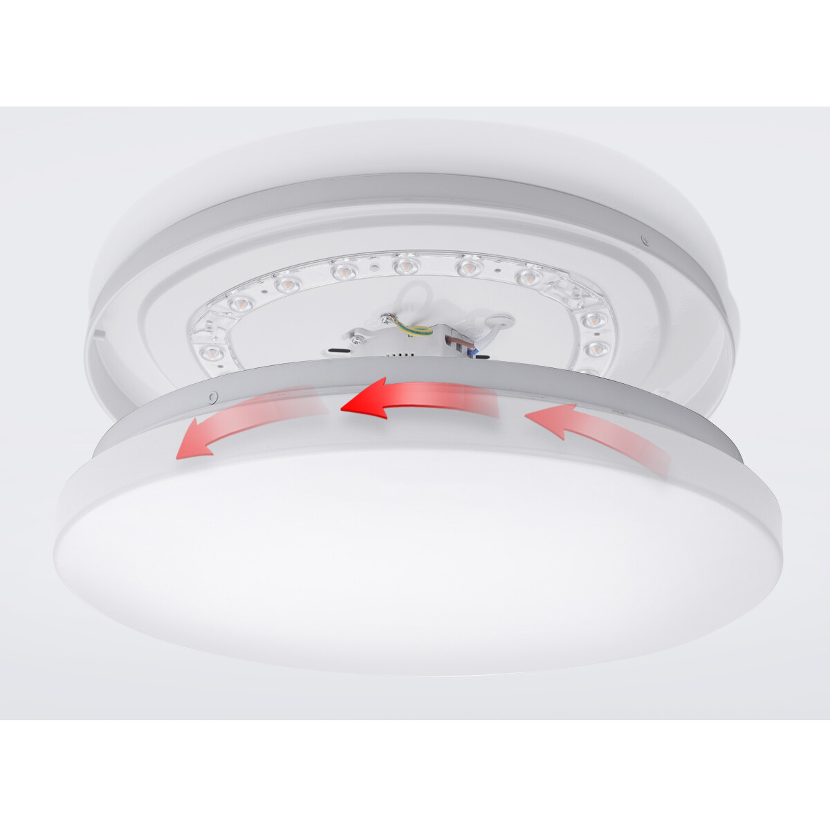 LED Plafondlamp - Aigi Alona - Opbouw Rond - 12W - Helder/Koud Wit 6500K - Mat Wit - Kunststof