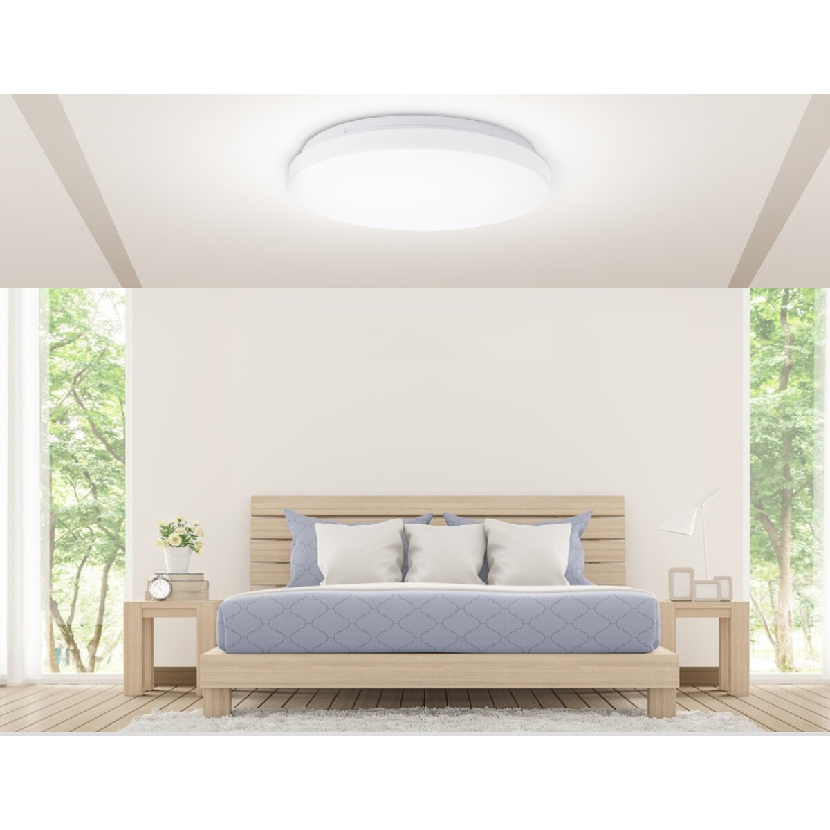 LED Plafondlamp - Aigi Alona - Opbouw Rond - 12W - Helder/Koud Wit 6500K - Mat Wit - Kunststof