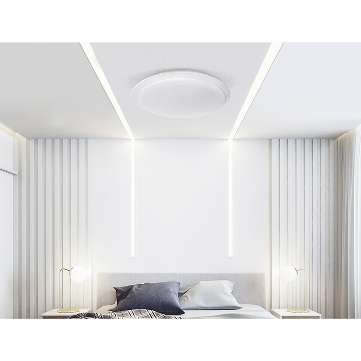 LED Plafondlamp - Aigi Ashly - Opbouw Rond 18W - Helder/Koud Wit 6500K - Mat Wit - Aluminium