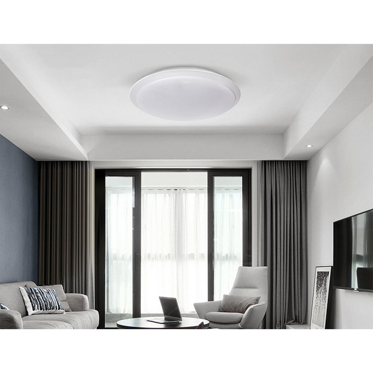 LED Plafondlamp - Aigi Ashly - Opbouw Rond 18W - Helder/Koud Wit 6500K - Mat Wit - Aluminium