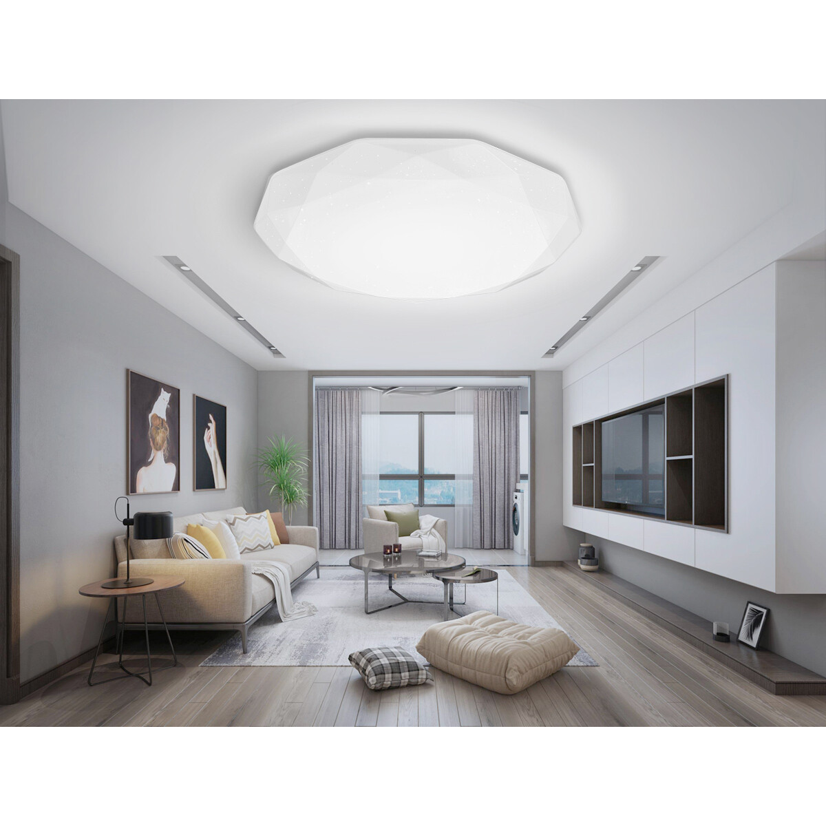 LED Plafondlamp - Aigi Dian - Opbouw Rond 12W - Helder/Koud Wit 6500K - Mat Wit - Aluminium