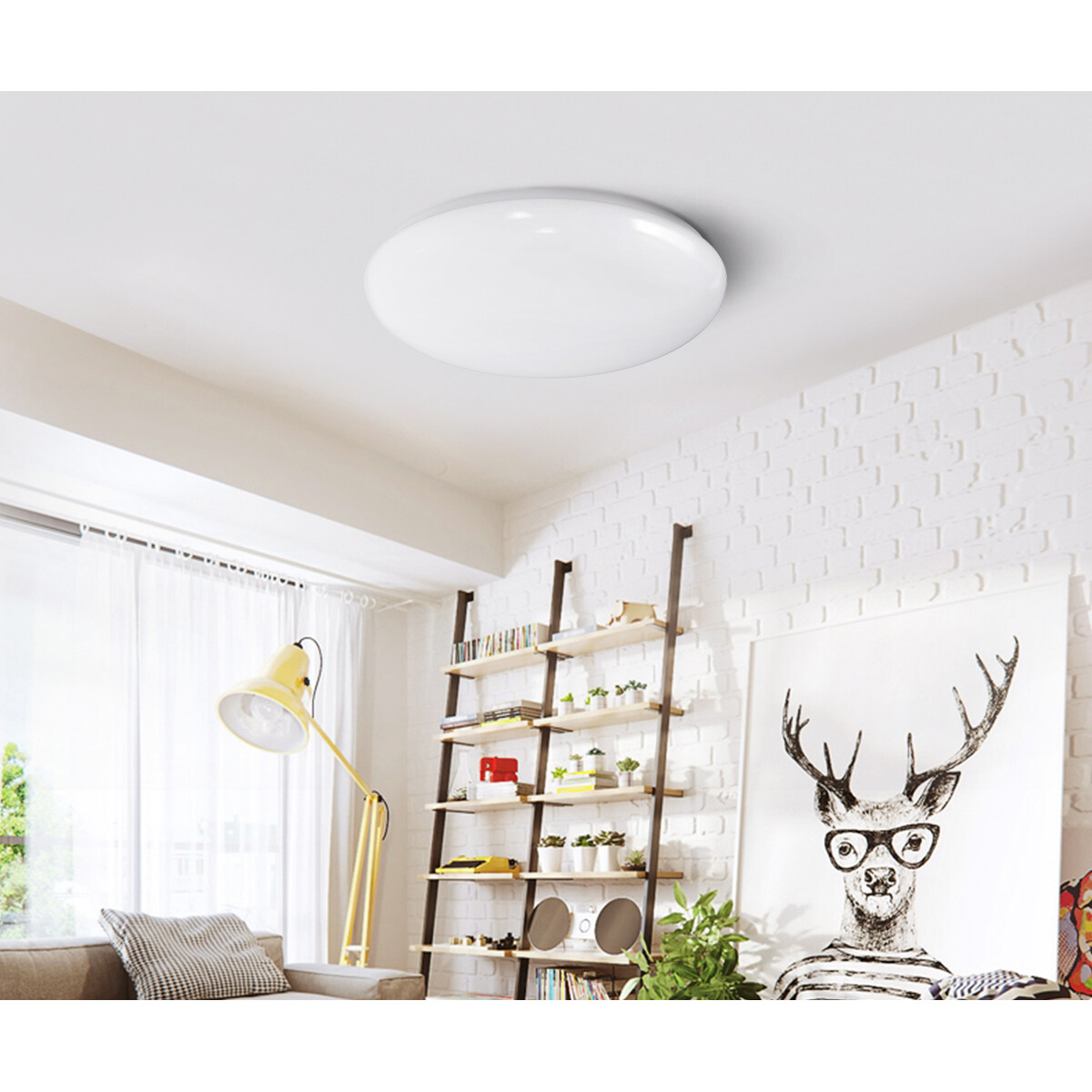 LED Plafondlamp - Aigi Dyno - Opbouw Rond 18W - Helder/Koud Wit 6500K - Dimbaar - Mat Wit - Aluminium