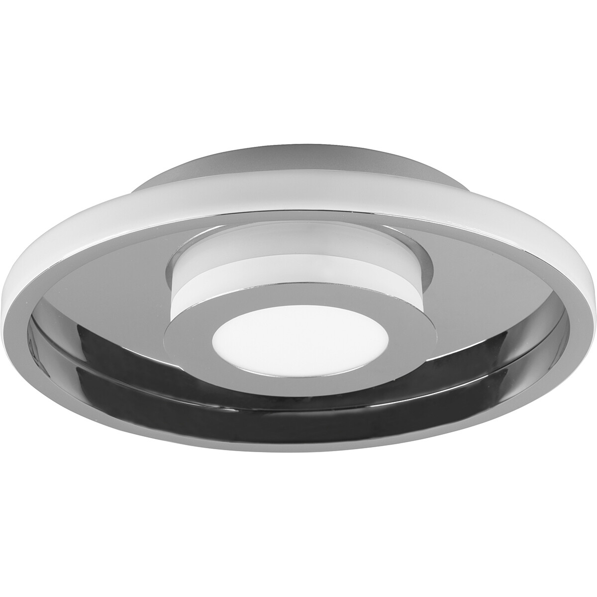 LED Plafondlamp - Badkamerlamp - Trion Asmaya - Opbouw Rond 28W - Spatwaterdicht IP44 - Dimbaar - Warm Wit 3000K - Mat Chroom - Aluminium