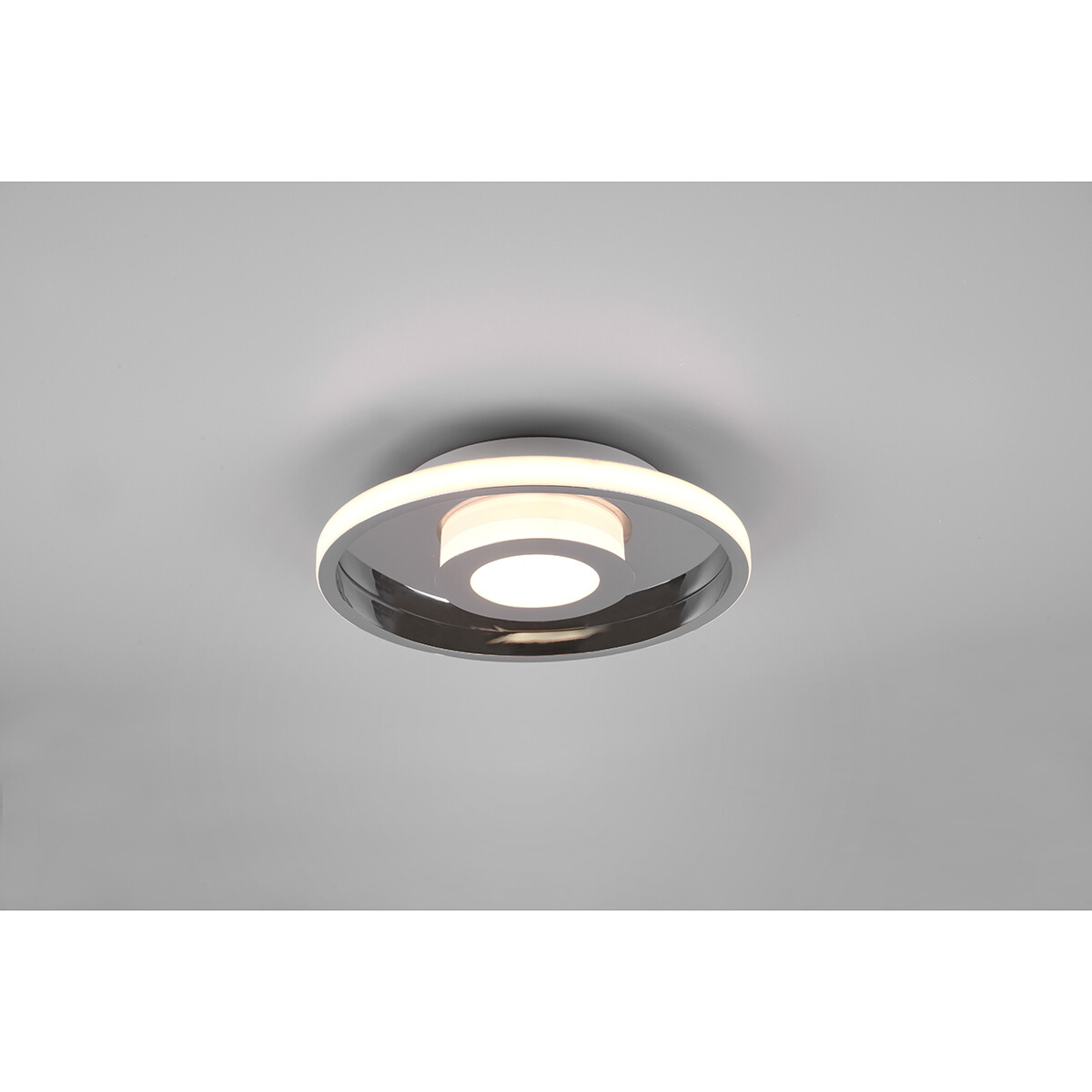 LED Plafondlamp - Badkamerlamp - Trion Asmaya - Opbouw Rond 28W - Spatwaterdicht IP44 - Dimbaar - Warm Wit 3000K - Mat Chroom - Aluminium