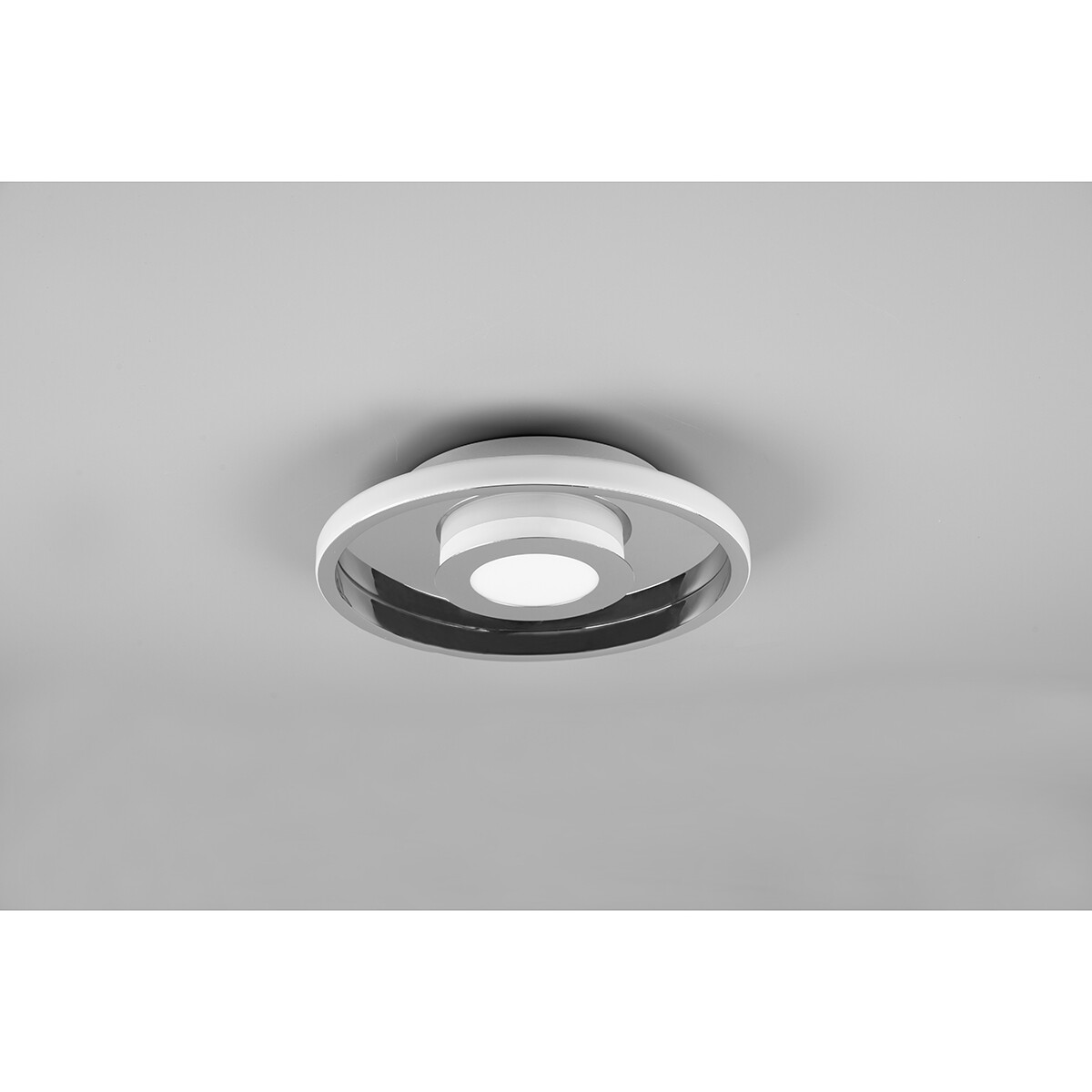 LED Plafondlamp - Badkamerlamp - Trion Asmaya - Opbouw Rond 28W - Spatwaterdicht IP44 - Dimbaar - Warm Wit 3000K - Mat Chroom - Aluminium