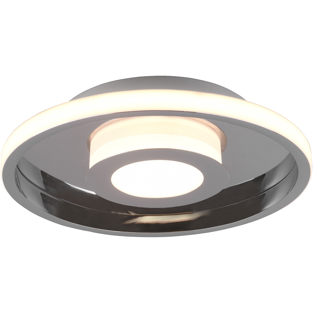 LED Plafondlamp - Badkamerlamp - Trion Asmaya - Opbouw Rond 28W - Spatwaterdicht IP44 - Dimbaar - Warm Wit 3000K - Mat Chroom - Aluminium product afbeelding