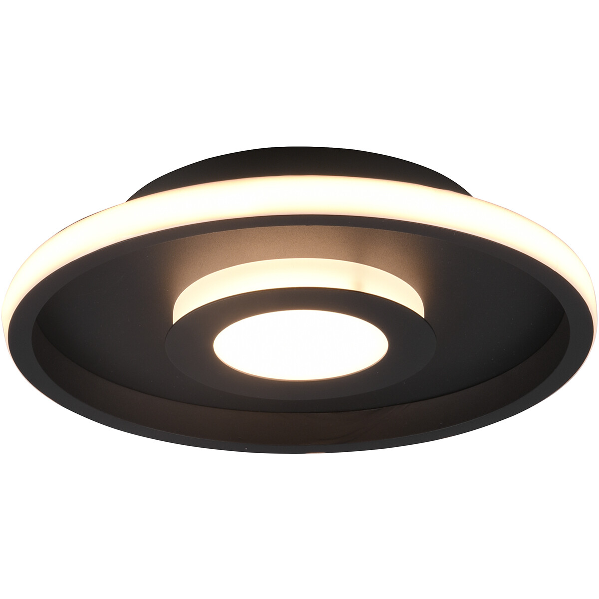 LED Plafondlamp - Badkamerlamp - Trion Asmaya - Opbouw Rond 28W - Spatwaterdicht IP44 - Dimbaar - Warm Wit 3000K - Mat Zwart - Aluminium product afbeelding