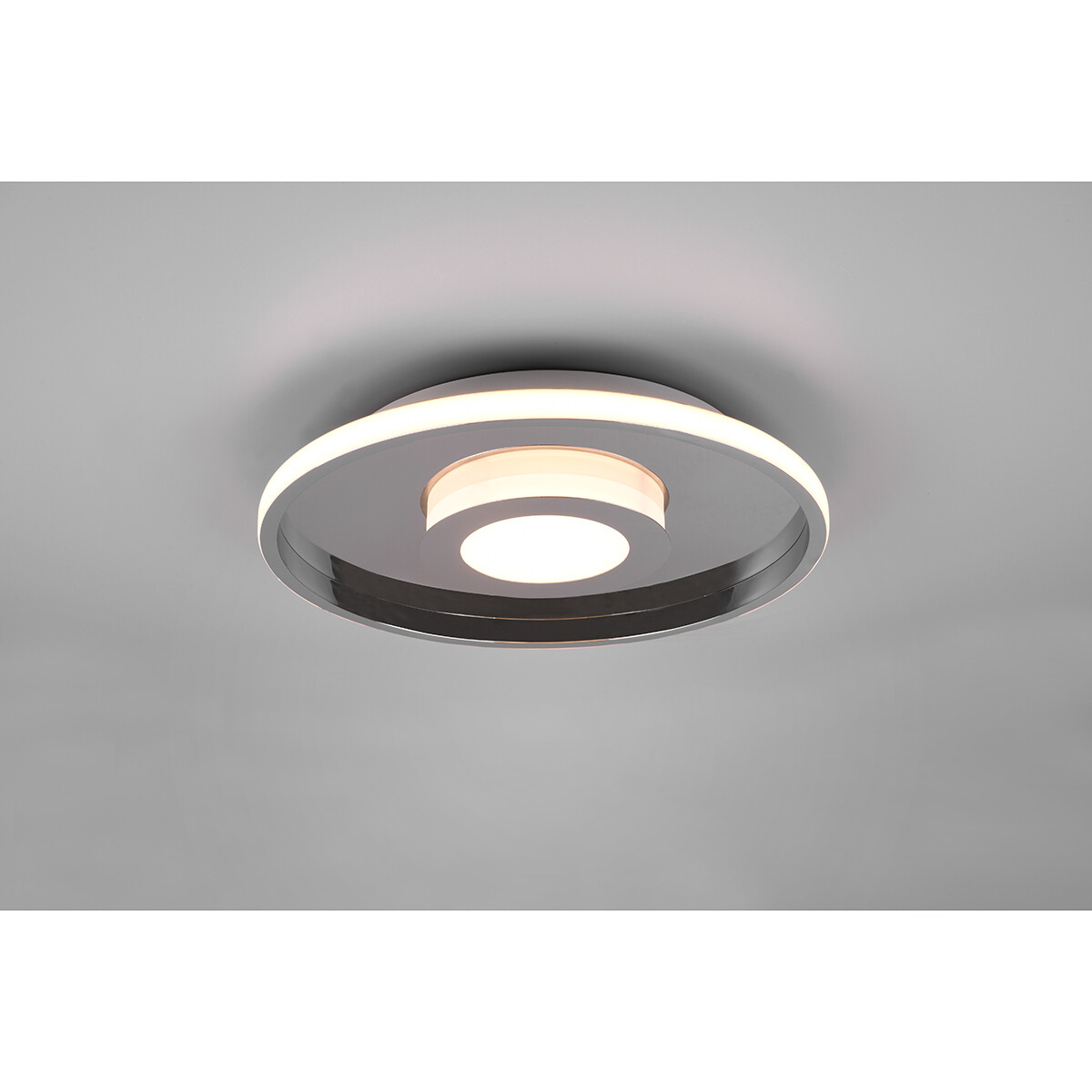 LED Plafondlamp - Badkamerlamp - Trion Asmaya - Opbouw Rond 35W - Spatwaterdicht IP44 - Dimbaar - Warm Wit 3000K - Mat Chroom - Aluminium