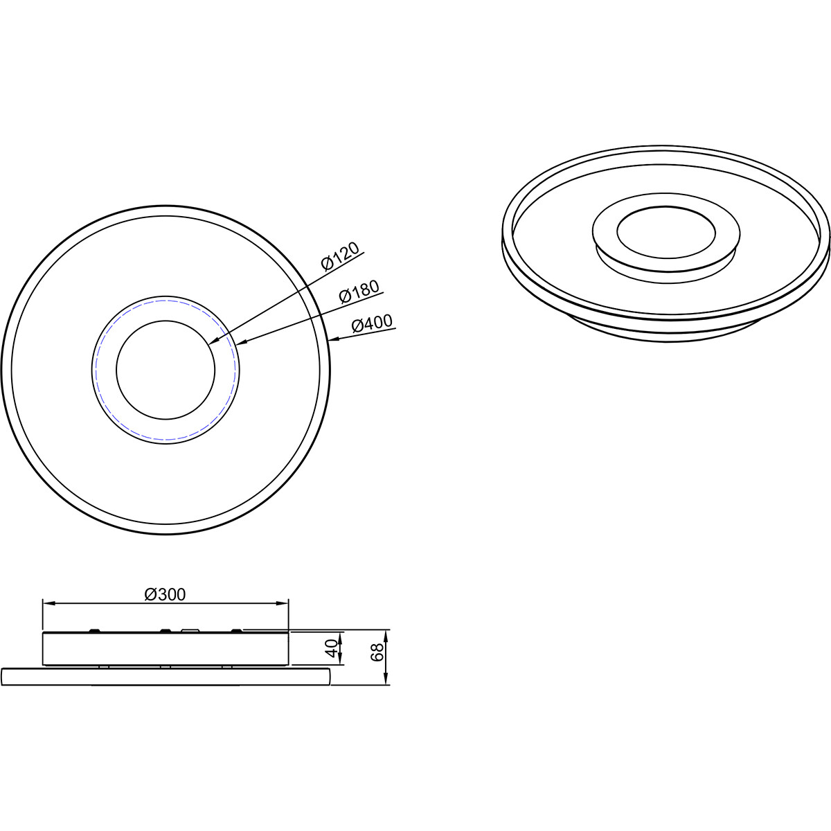 LED Plafondlamp - Badkamerlamp - Trion Asmaya - Opbouw Rond 35W - Spatwaterdicht IP44 - Dimbaar - Warm Wit 3000K - Mat Chroom - Aluminium