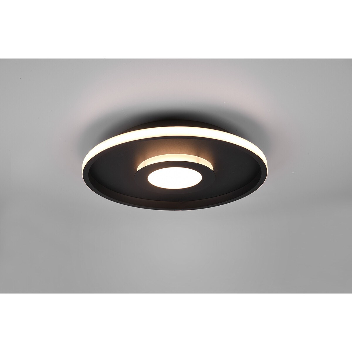 LED Plafondlamp - Badkamerlamp - Trion Asmaya - Opbouw Rond 35W - Spatwaterdicht IP44 - Dimbaar - Warm Wit 3000K - Mat Zwart - Aluminium