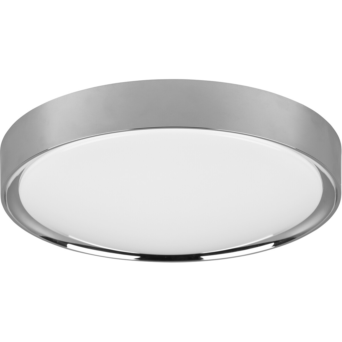 LED Plafondlamp - Badkamerlamp - Trion Clirno - 18W - Warm Wit 3000K - Spatwaterdicht IP44 - Opbouw Rond - Mat Chroom - Kunststof