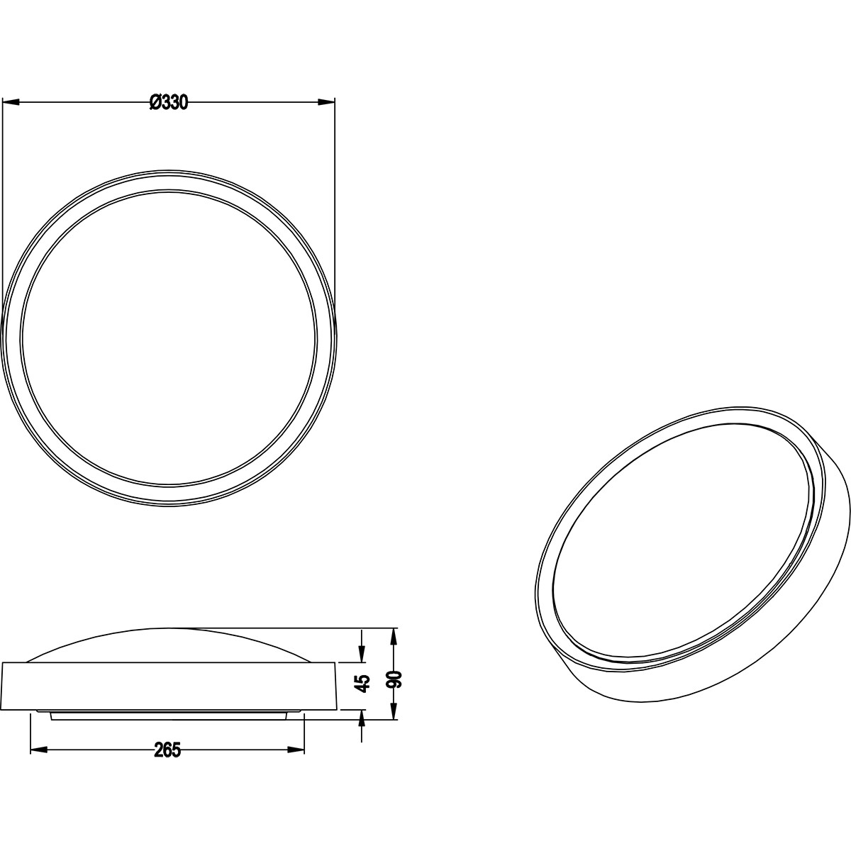 LED Plafondlamp - Badkamerlamp - Trion Clirno - 18W - Warm Wit 3000K - Spatwaterdicht IP44 - Opbouw Rond - Mat Chroom - Kunststof