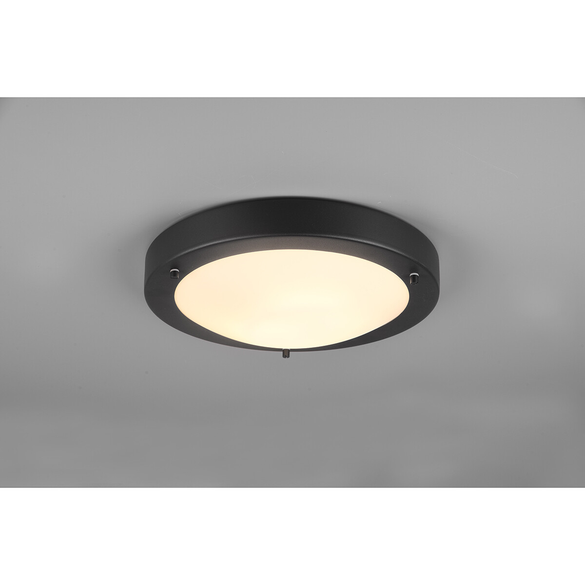 LED Plafondlamp - Badkamerlamp - Trion Condi - Opbouw Rond - Spatwaterdicht IP44 - E27 Fitting - Mat Zwart Aluminium - Ø310mm