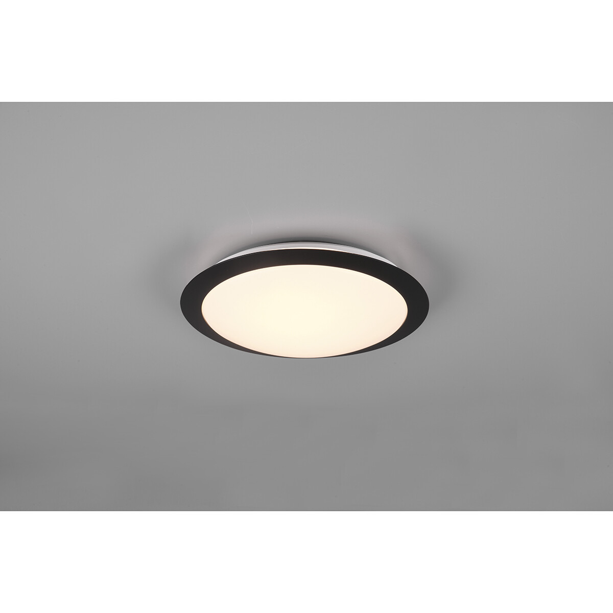 LED Plafondlamp - Badkamerlamp - Trion Hambert - 12W - Natuurlijk Wit 4000K - Spatwaterdicht IP44 - Rond - Mat Zwart - Kunststof