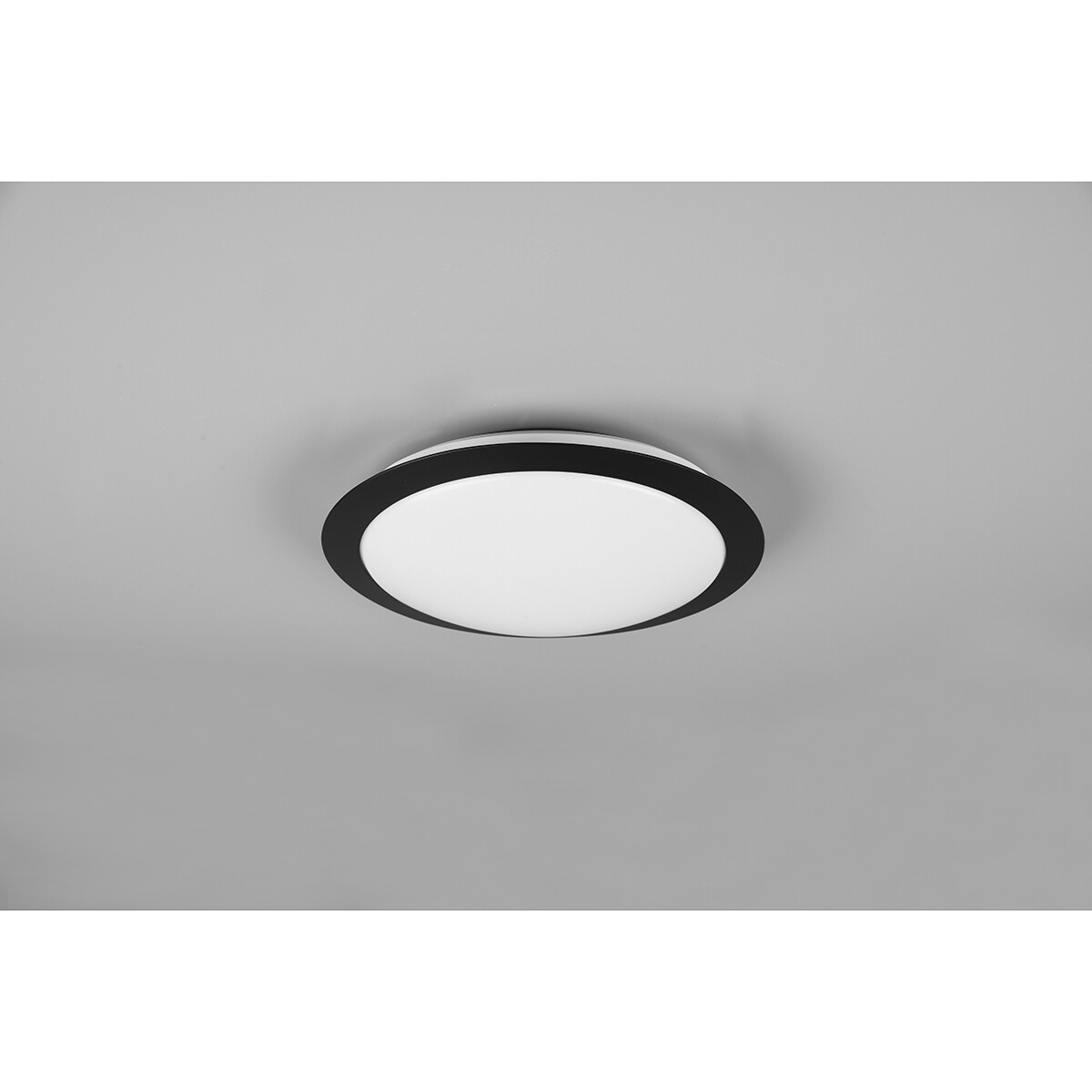 LED Plafondlamp - Badkamerlamp - Trion Hambert - 12W - Natuurlijk Wit 4000K - Spatwaterdicht IP44 - Rond - Mat Zwart - Kunststof