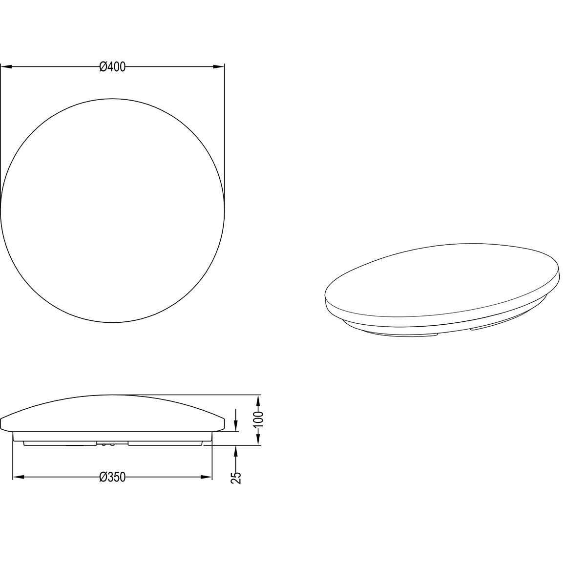 LED Plafondlamp - Badkamerlamp - Trion Tuzi - 15W - Spatwaterdicht IP44 - Warm Wit 3000K - Rond - Wit - Kunststof