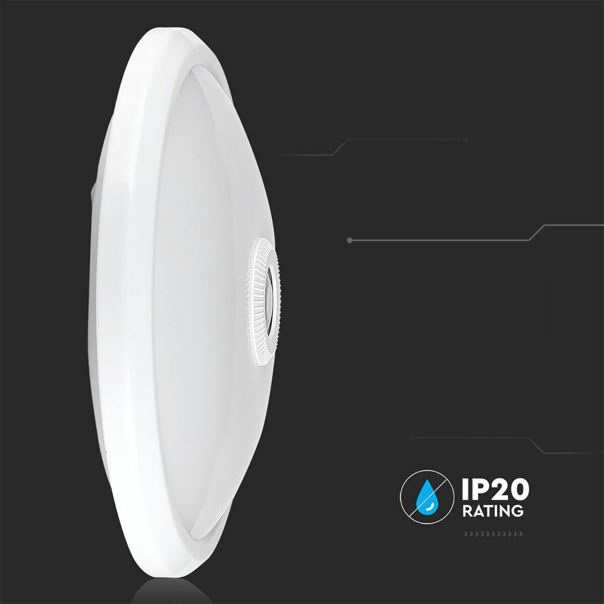 LED Plafondlamp met Sensor + Dag en Nacht Sensor - Kozolux Crimpy - 20W 1500lm - Natuurlijk Wit 4200K - Opbouw - Rond - Wit