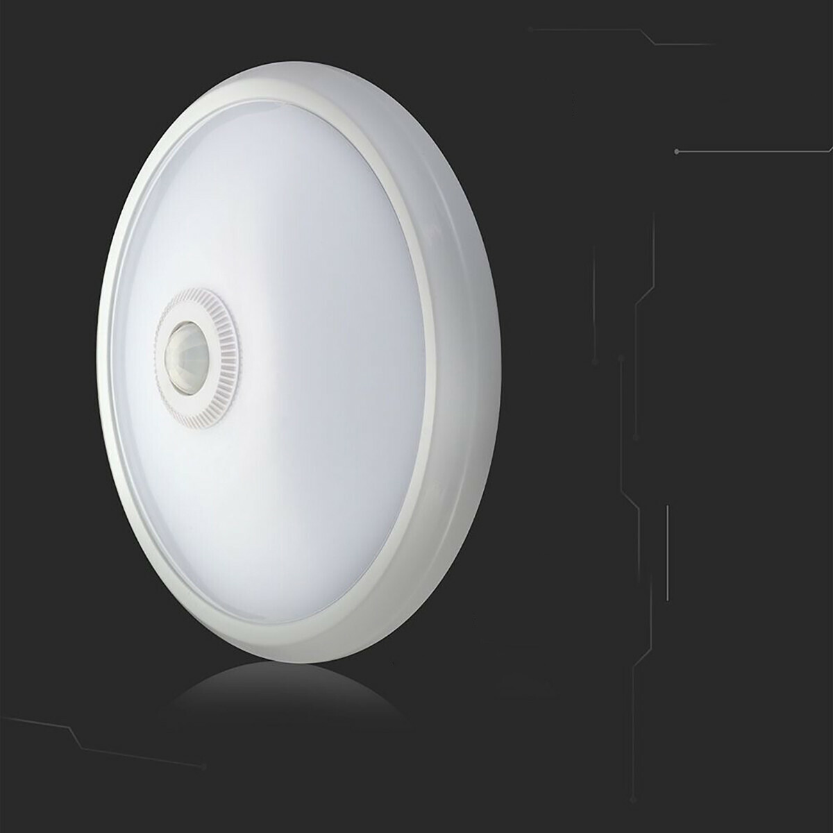 LED Plafondlamp met Sensor + Dag en Nacht Sensor - Kozolux Crimpy - 20W 1500lm - Natuurlijk Wit 4200K - Opbouw - Rond - Wit