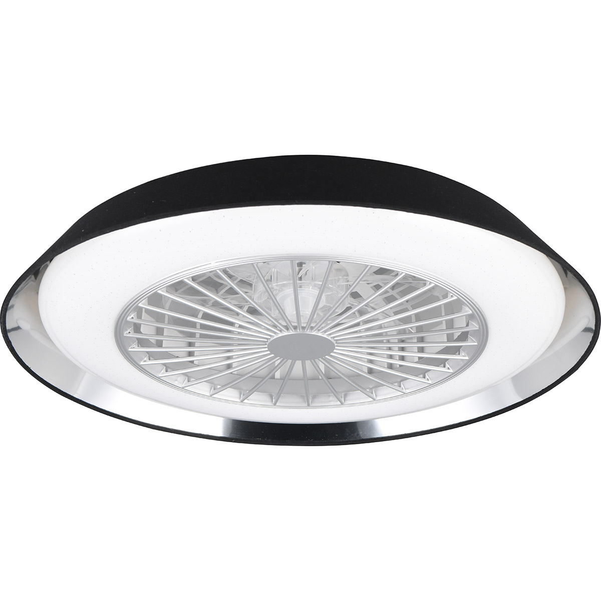 LED Plafondlamp met Ventilator - Plafondventilator - Trion Berga - 30W - Aanpasbare Kleur - Afstandsbediening - Dimbaar - Rond - Zwart - Kunststof